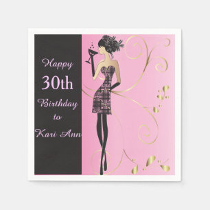 Customize Classy Birthday for Her Serviette