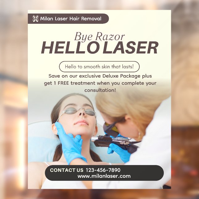 Customize Clean Laser Hair Removal Clinic Promo Fensteraufkleber (Blatt 2)