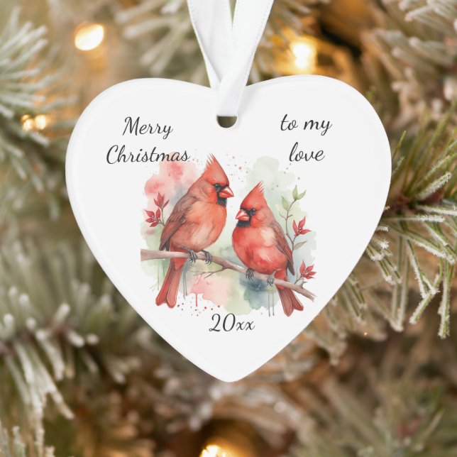 Customize Dated Cardinal to my Love Ornament (Baum)