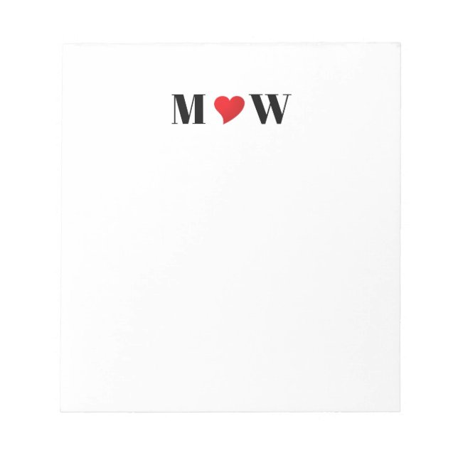 Customize Ehepaar A Loves B red heart Notizblock (Vorderseite)