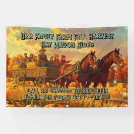 Customize Farm Fall Harvest Horse Drawn Wagon Ride Banner