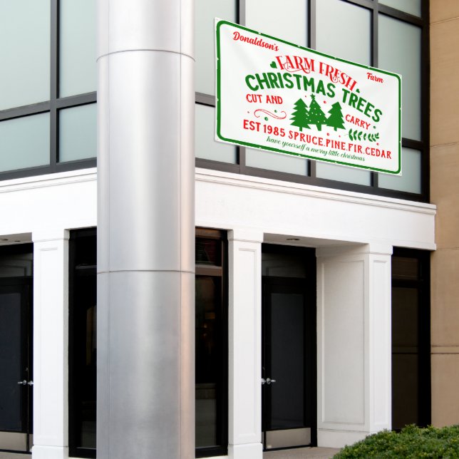 Customize Farm Fresh Christmas Trees For Sale Banner (Äußeres Gebäude)
