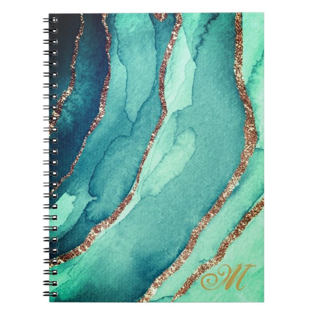 Customize Gold Teal Blue Marble Journal Notebook Notizblock (Vorderseite)