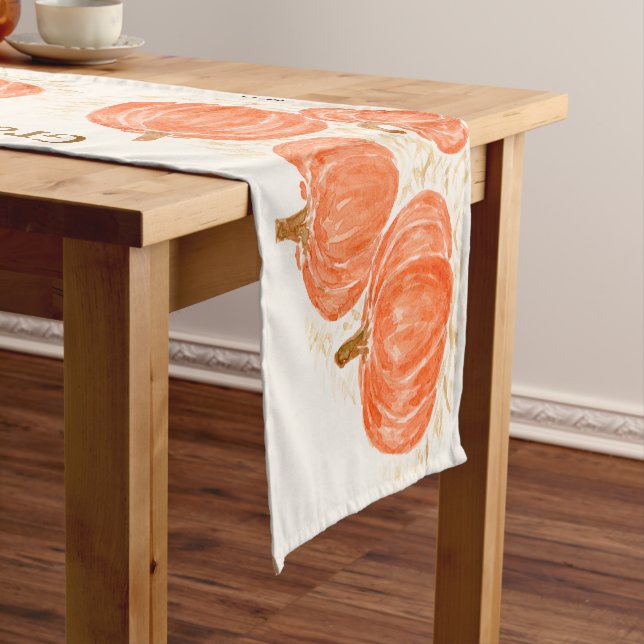 CUSTOMIZE Handgemalte Wasserfarbenkürbis Kurzer Tischläufer (Beispiel)