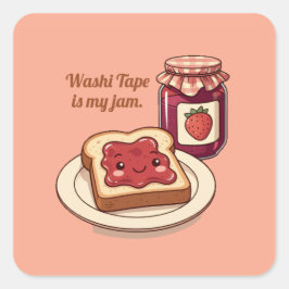 [Customize] is my jam - cute jam and toast cartoon Quadratischer Aufkleber
