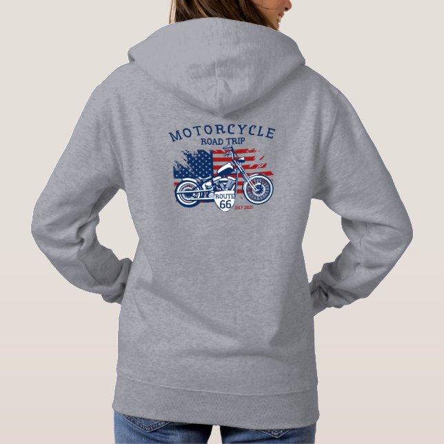Customize Motorrad Road Trip Route 66 USA Flag Hoodie (Rückseite)