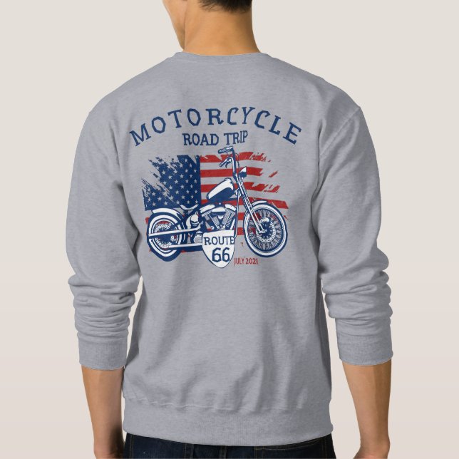 Customize Motorrad Road Trip Route 66 USA Flag Sweatshirt (Rückseite)