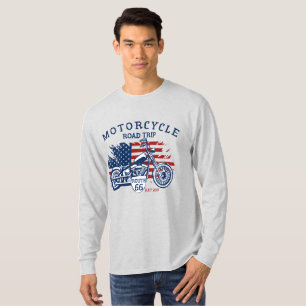 Customize Motorrad Road Trip Route 66 USA Flag T-Shirt