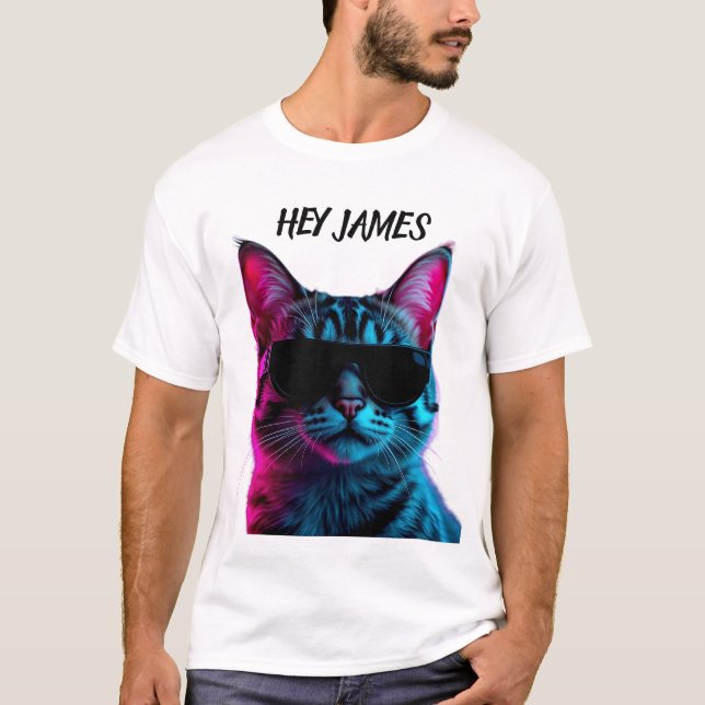 Customize name neon cat design t shirt (Vorderseite)