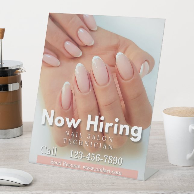 Customize Now Hiring Nail Salon Technician Pink Sockelschild (In Situ)
