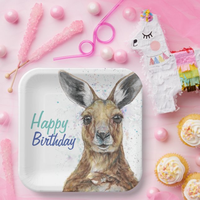 Customize Plate with Joe the Kangaroo Pappteller (Party)