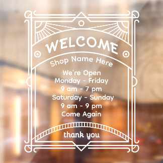 Customize Sunrise Restaurant Cafe Shop Open Hour 2 Fensteraufkleber