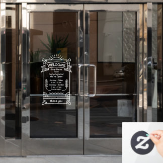 Customize Sunrise Restaurant Cafe Shop Open Hours Fensteraufkleber