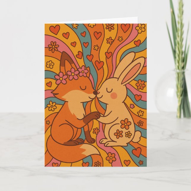 Customize the Inside Fox & Rabbit Valentine's Day Karte (Vorderseite)