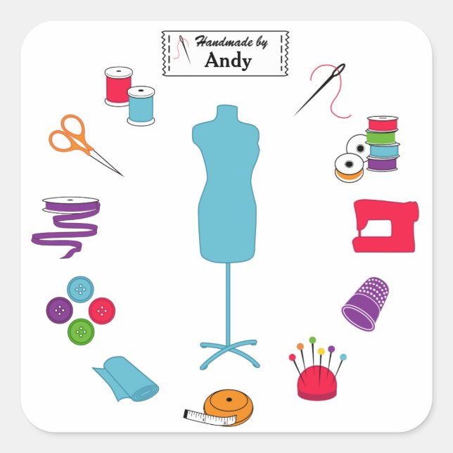 Customize the Label Sew Right Quadratischer Aufkleber (Vorderseite)