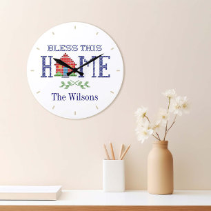 Customize this Bless This Home Clock Wanduhr