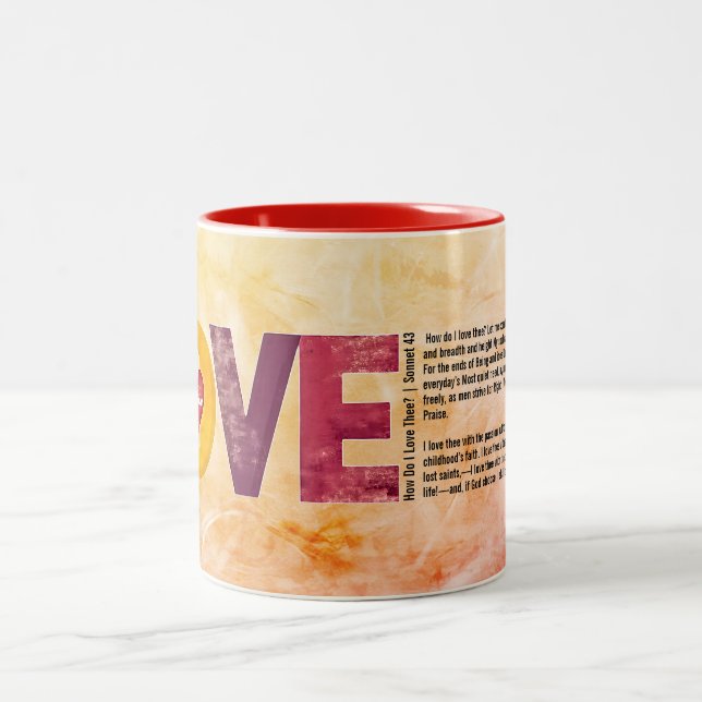 Customize Valentines Day How Do I Love Thee Mug Zweifarbige Tasse (Mittel)