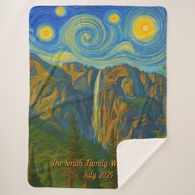 Customize van Gogh Yosemite Valley Family Vacation Sherpadecke (Vorderseite)