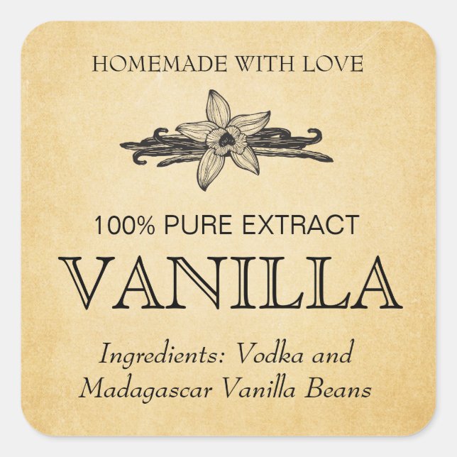 Customize Vanilla Extract label VE005_04sqcu Quadratischer Aufkleber (Vorderseite)