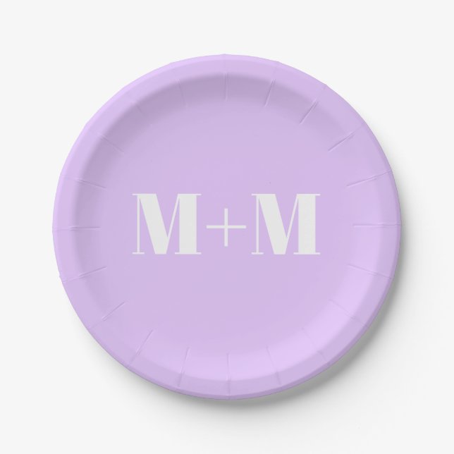 Customize w/anfangs White Letter Number lavender Pappteller (Vorderseite)