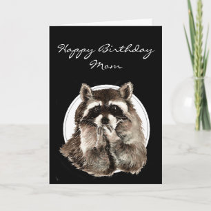 Customize with Name Funny Birthday Cute Raccoon Karte