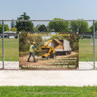 Customize Wood Chipping Business Down South Fence Banner