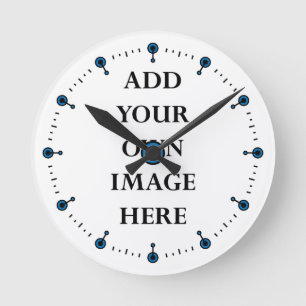 customize your clock with blue dots runde wanduhr