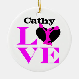 Customizeable Liebe Cheerleader-Rosaverzierung Keramikornament