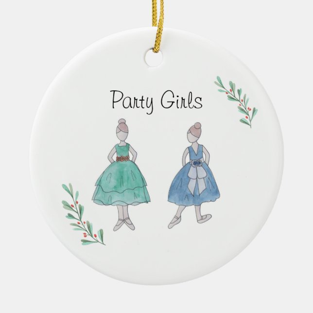 Customizeable Nutcracker Party Girls Keepsake Keramik Ornament (Vorne)