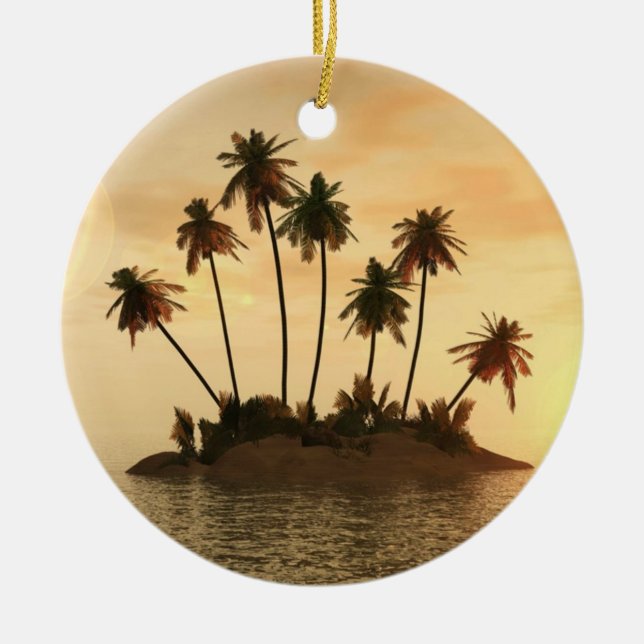 Customizeable Weihnachtsverzierung Palmen Keramikornament (Vorne)