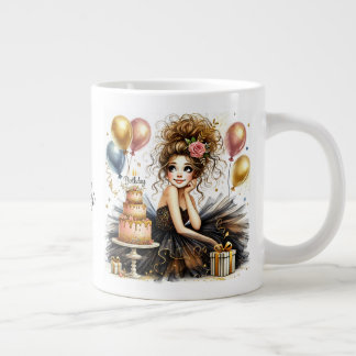 Customized Beautiful Birthday Girl Jumbo-Tasse