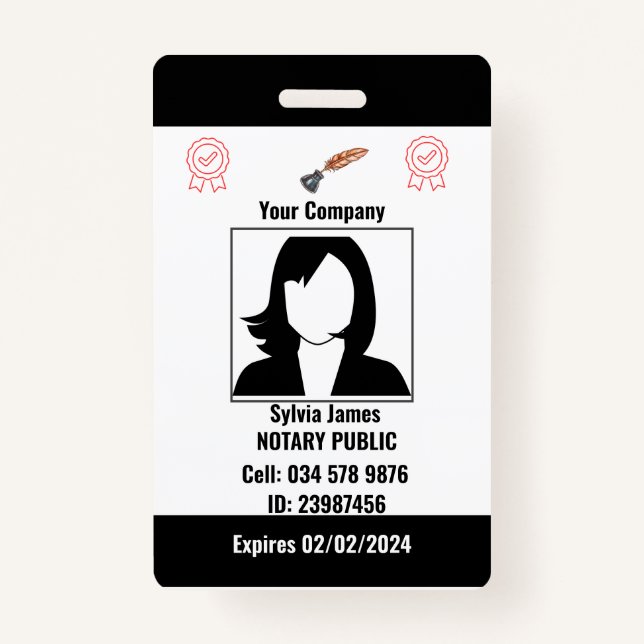 Customized Black & White Employee ID Badge Ausweis (Vorderseite)
