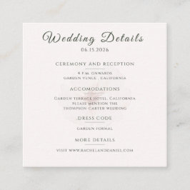 Customized Blush Floral Garden Wedding Details  Begleitkarte