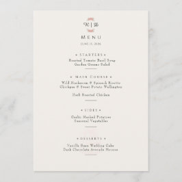 Customized Blush Garden Minimal Floral Wedding  Menükarte