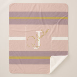 Customized Blush Pink Gold Stripe Monogram Chic  Sherpadecke