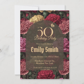 Customized Carnation Charm 5Th Birthday Einladung