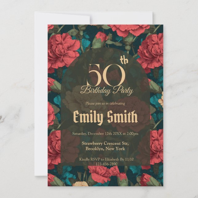 Customized Carnation Inspired Girl’S Birthday Einladung (Vorderseite)