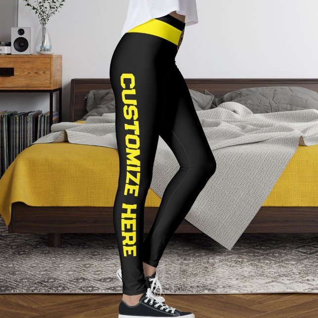 Customized Cat Pet Lover Black Yellow Custom Made Leggings (Von Creator hochgeladen)