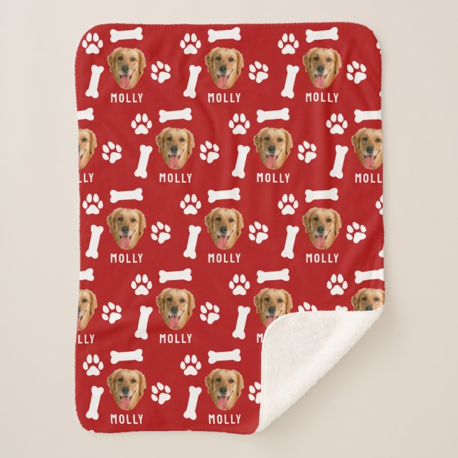 Customized Dog Pet Photo & Name Red Sherpadecke (Vorderseite)