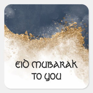 CUSTOMIZED EID MUBARAK Sticker, MODERN WATERCOLOR  Quadratischer Aufkleber
