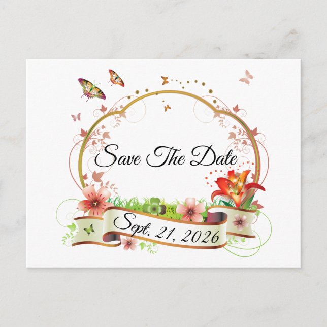 Customized Elegant Save The Date Postkarte (Vorderseite)