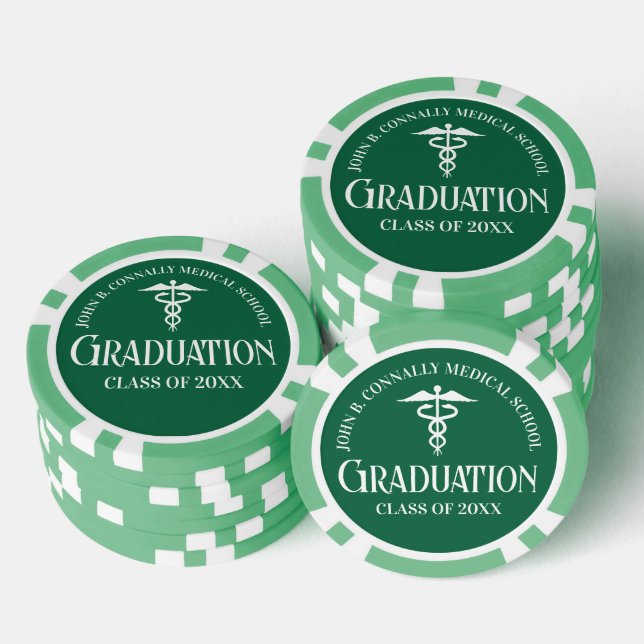 Customized Green Medical School Graduation Party Pokerchips (Stapel)