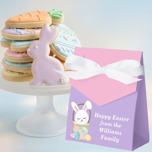 Customized Happy Easter Bunny Pink Purple Party Geschenkschachtel (Von Creator hochgeladen)