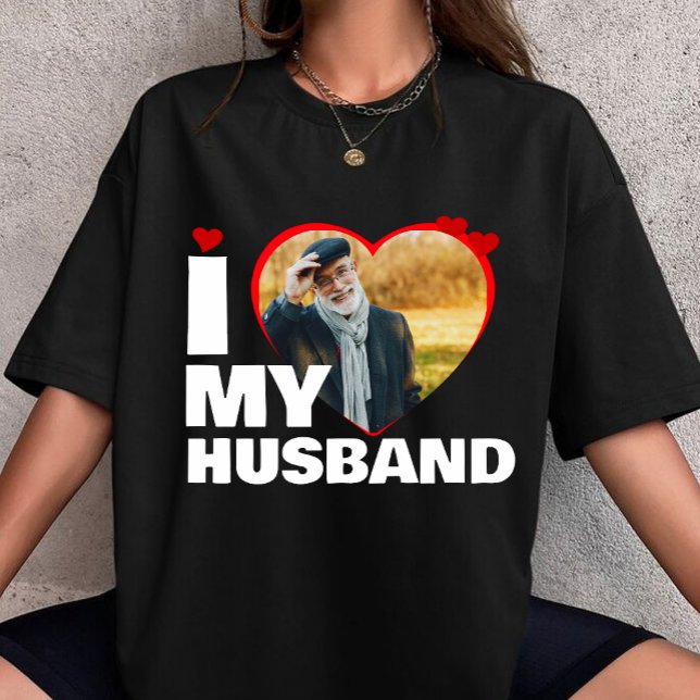customized I Love My Husband Heart Photo custom  T-Shirt (Von Creator hochgeladen)
