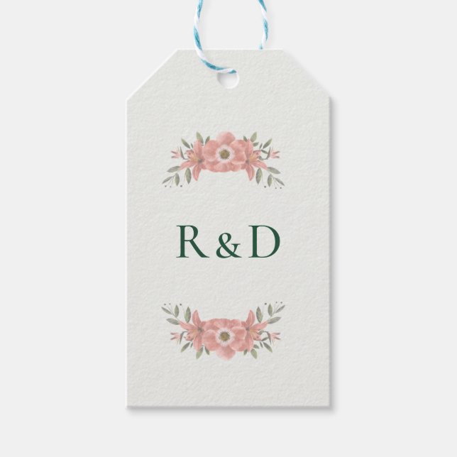 Customized Initials Blush Garden Wedding Favor Geschenkanhänger (Vorderseite)