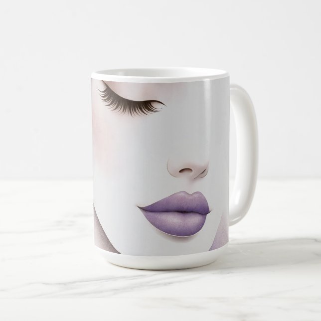 Customized Lavender Purple Woman Elegant Beauty  Kaffeetasse (VorderseiteRechts)