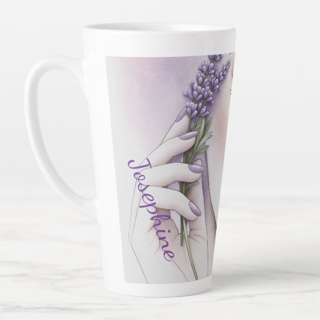Customized Lavender Purple Woman Elegant Beauty  Milchtasse (Links)