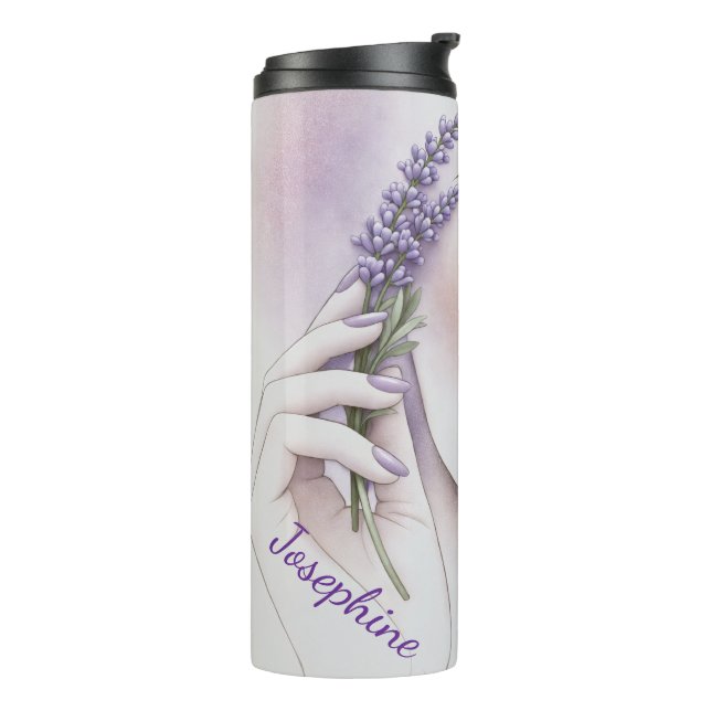 Customized Lavender Purple Woman Elegant Beauty  Thermosbecher (Nach links gedreht)