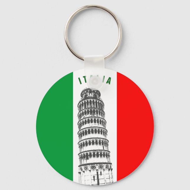Customized Leaning Tower of Pisa and Italian Flag Schlüsselanhänger (Vorderseite)