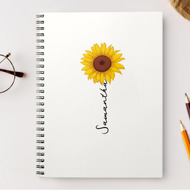 Customized minimal sunflower notebook, personalize notizblock (Von Creator hochgeladen)